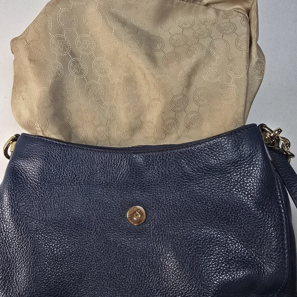 Michael Kors Navy Leather Crossbody Bag